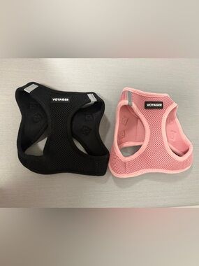 Voyager Mesh Dog Harness Bundle (2) Pink & Black Size M Breathable Pet Vest